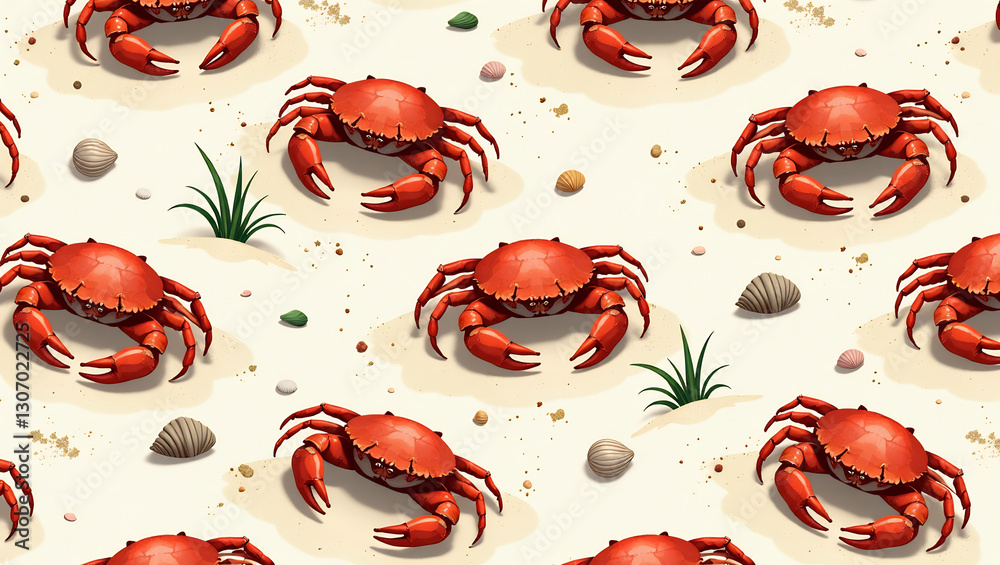 Scurrying Crabs on Sandy Beach - A seamless pattern of crabs skittering across a sunlit sandy shore. Scurrying Crabs on Sandy Beach - A seamless pattern of crabs skittering across a sunlit sandy shore.