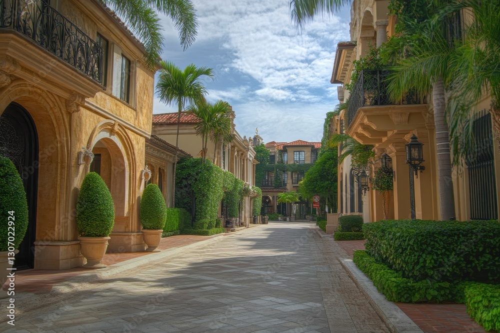 Obraz premium Worth Ave Palm Beach Florida USA. Downtown City Skyline View