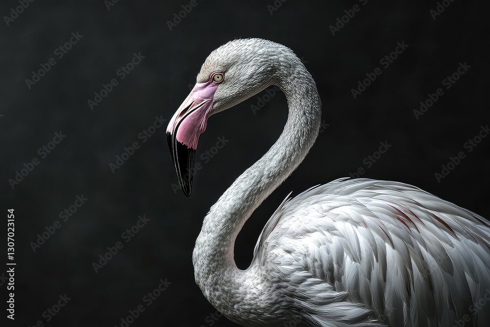 Fototapeta premium A flamingo in a minimalist art style, focused only on key details.