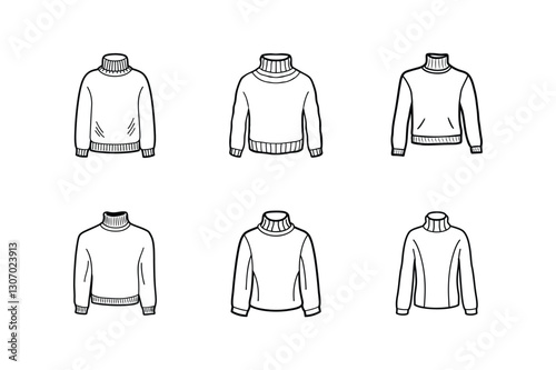 turtleneck sweater sketch icon line art vector illustration
