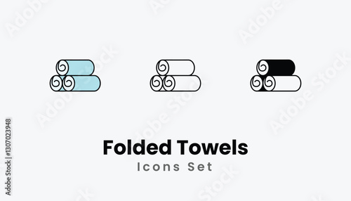 Folded Towels Icons thin line and glyph vector icon stock illustration