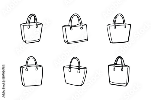 tote bag sketch line art vector illustration