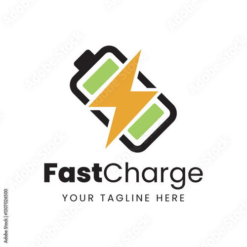 Fast charging battery, Electric charge icon, Isolated on black background, Vector illustration