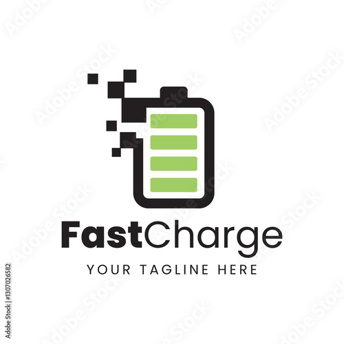 Fast charging battery, Electric charge icon, Isolated on black background, Vector illustration