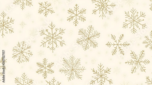 Gold Snowflake Pattern on Cream Background