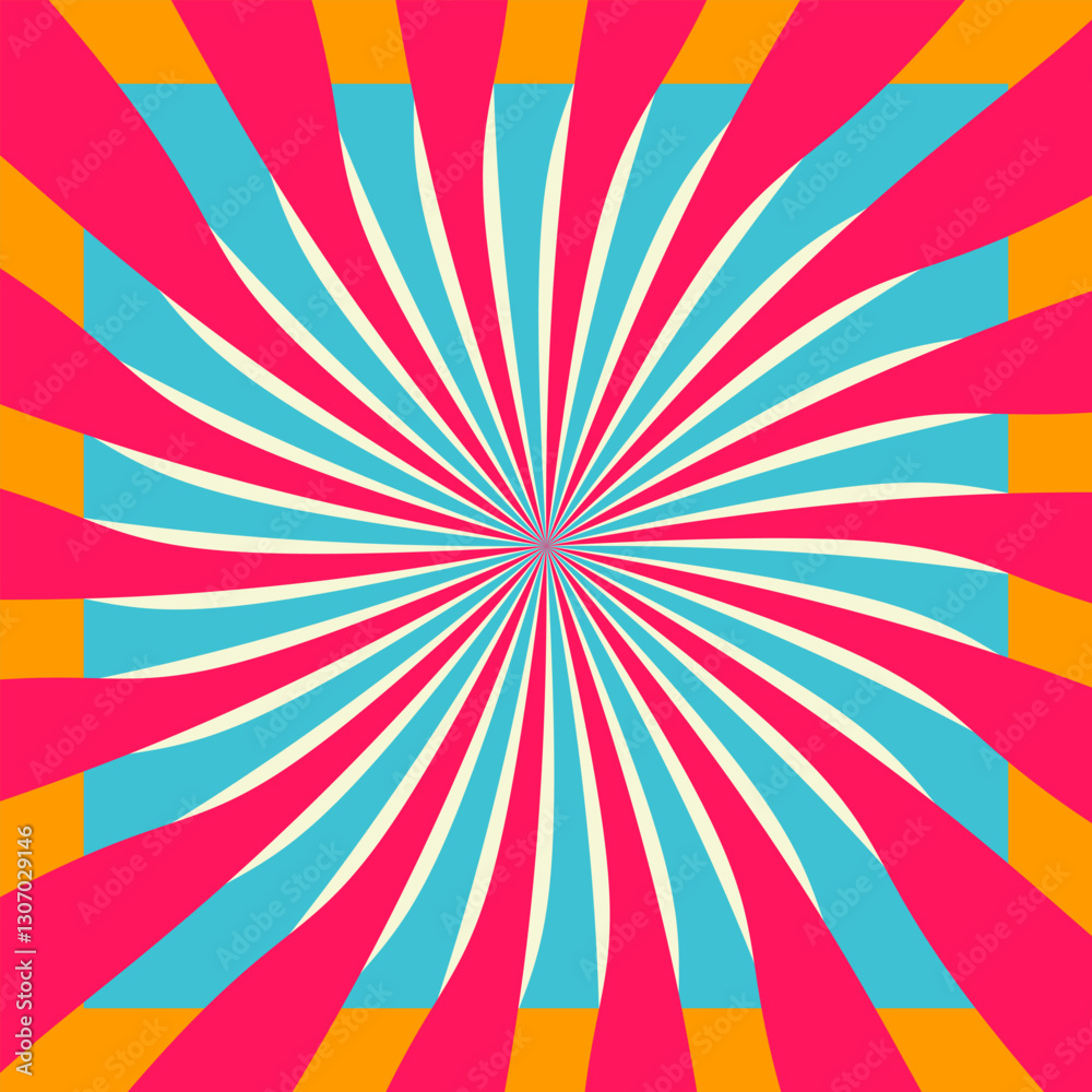 Fototapeta premium Vintage red and blue rays retro burst background