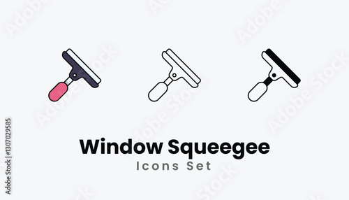 Window Squeegee Icons thin line and glyph vector icon stock illustration