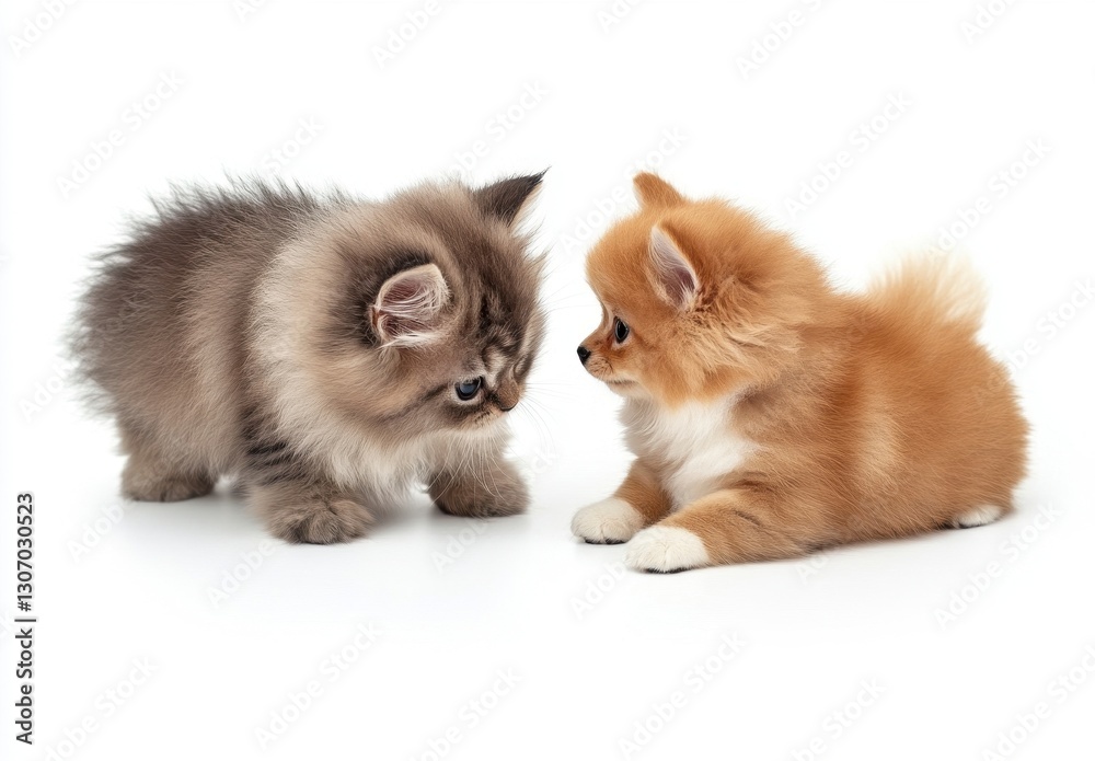Fototapeta premium Cute Cat and Dog Friends
