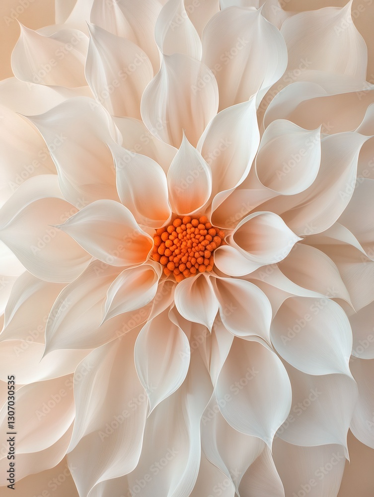 Elegant Dahlia: A captivating close-up captures the exquisite details of a pristine dahlia flower, showcasing its delicate petals, soft colors, and intricate patterns.