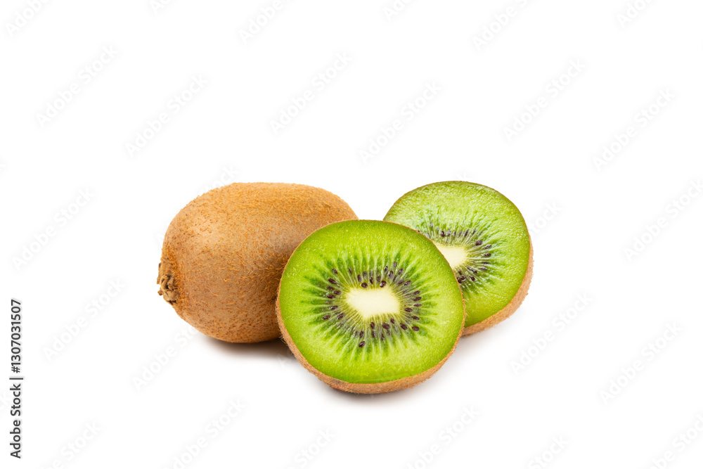 Kiwi isolated on white background. Whole fruit and slices pieces of kiwi on white background. fresh ripe juicy kiwi. Tropical fruit. Organic fruit. Kiwi isolated on white background. Whole fruit and slices pieces of kiwi on white background. fresh ripe juicy kiwi. Tropical fruit. Organic fruit.