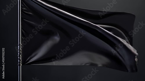 Black flag waving with some smoke