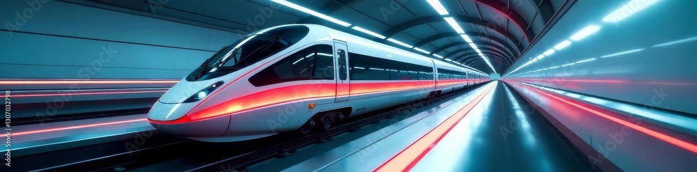 Fototapeta premium Sleek maglev train speeding along futuristic track, guidance, modern, innovation