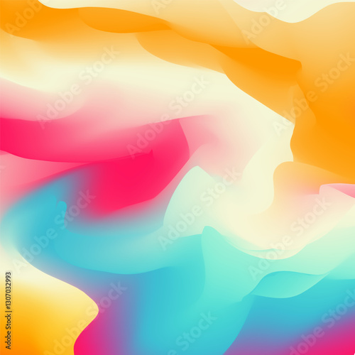 Orange Green Rainbow Fluid Liquid Watercolor Wallpaper. Pastel Blue Purple Red Gradient Mesh. Wavy Vibrant Yellow Smooth Motion Gradient Background. Blurry Curve Flow Violet Bright Smooth Surface.