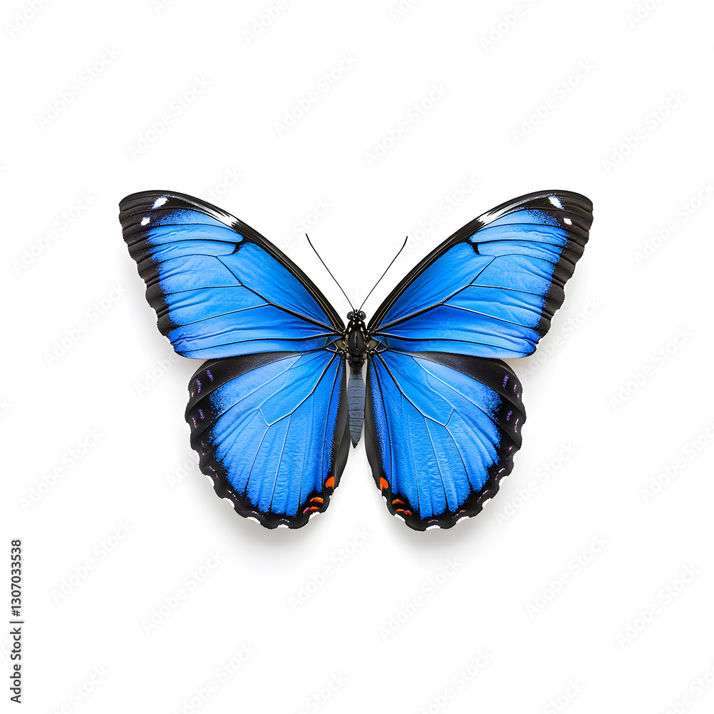 Fototapeta premium Blue Morpho butterfly isolated on white background
