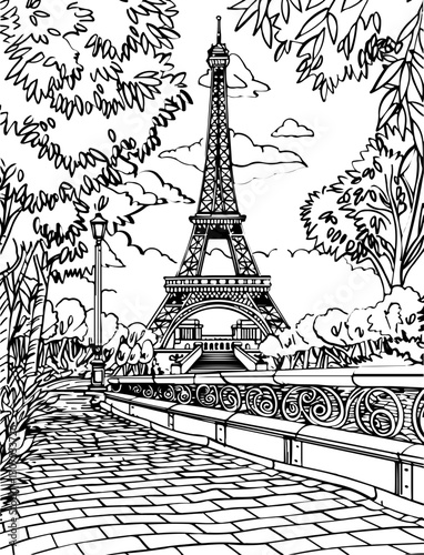 Wallpaper Mural architecture, sketch, building, coloring page, drawing, church, vector, city, house, illustration, old, art, paris, town, design, europe, tower, castle, travel, home, cathedral, vintage, construction, Torontodigital.ca