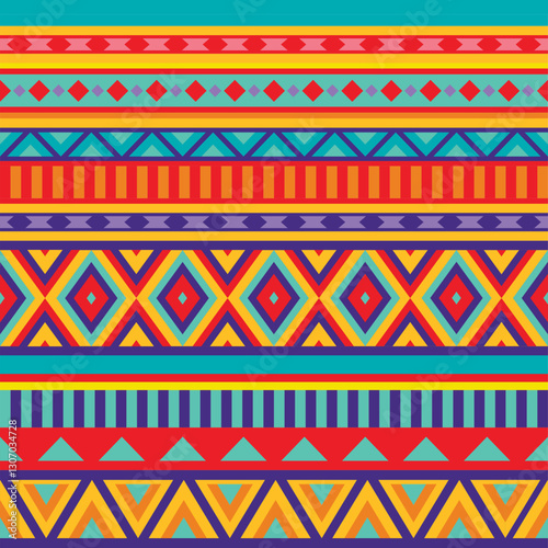 Decorative border with tribal pattern in Mexican and ethnic style. icon illustration