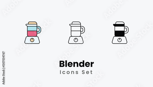 Blender Icons thin line and glyph vector icon stock illustration