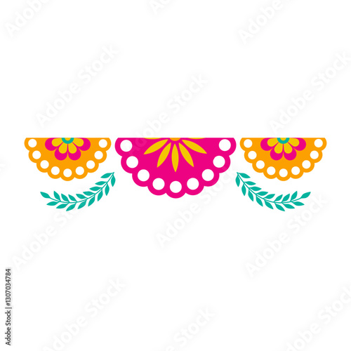 Mexican decorative floral border. Cinco de mayo and day of the dead decoration border. icon illustration
