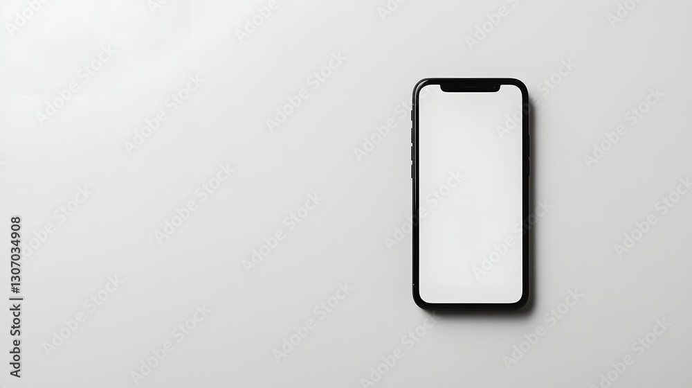 Minimalist smartphone on a clean white background for mockup display Minimalist smartphone on a clean white background for mockup display