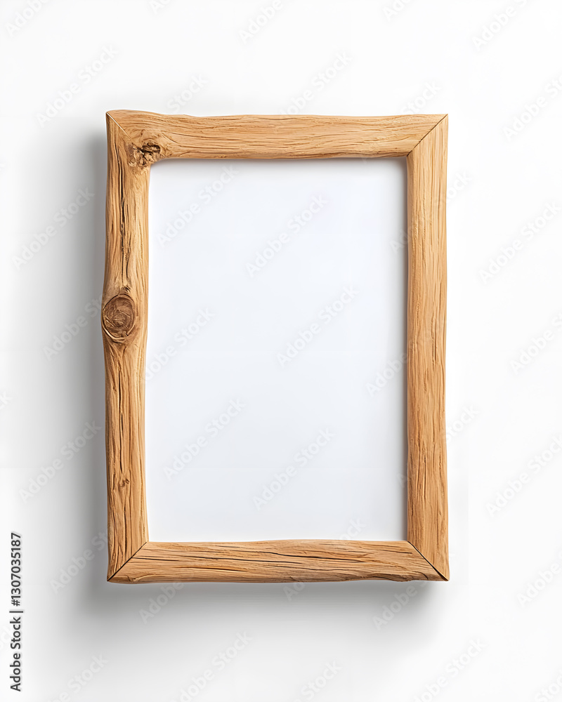 Fototapeta premium 3d Wooden picture frame mock up isolated on white background