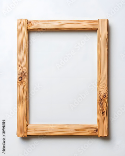 3d Wooden picture frame mock up isolated on white background