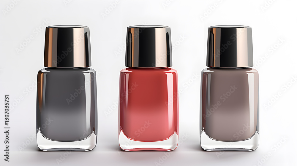 Nail polish bottles mock up, isolated on white background Nail polish bottles mock up, isolated on white background