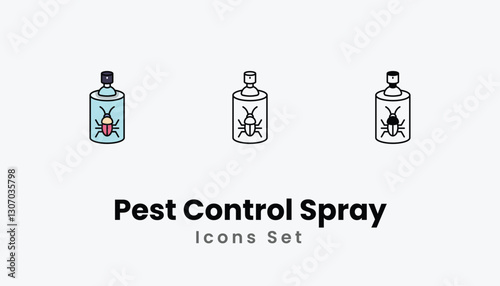 Pest Control Spray Icons thin line and glyph vector icon stock illustration