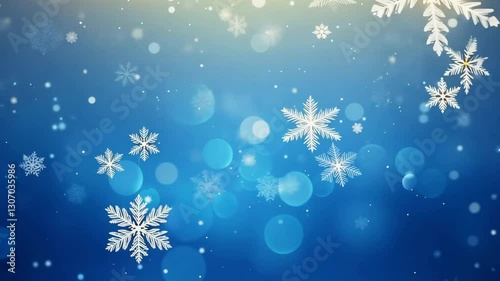 A magical blue Christmas background with softly glowing lights, twinkling snowflakes, and a dreamy holiday ambiance, creating a festive and enchanting winter scene.