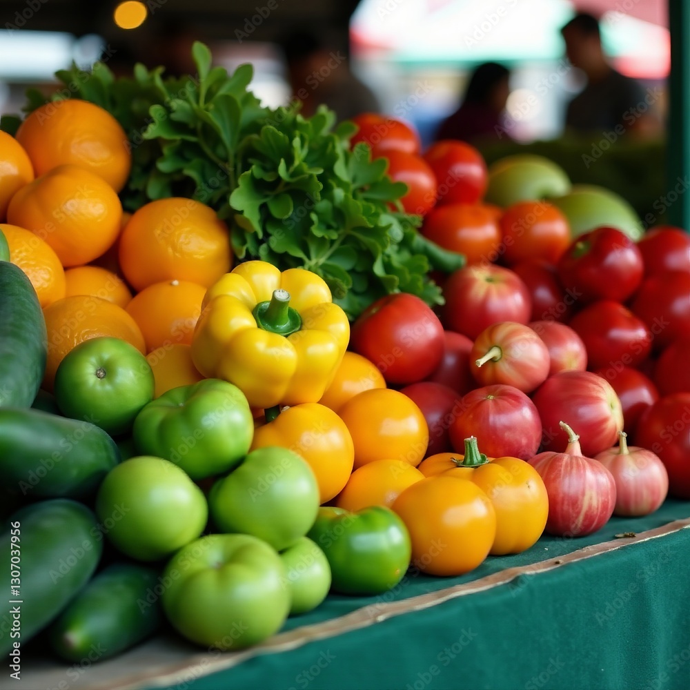 Colorful array of fresh vegetables at local farmers market, vegetables, agriculture, vibrant Colorful array of fresh vegetables at local farmers market, vegetables, agriculture, vibrant