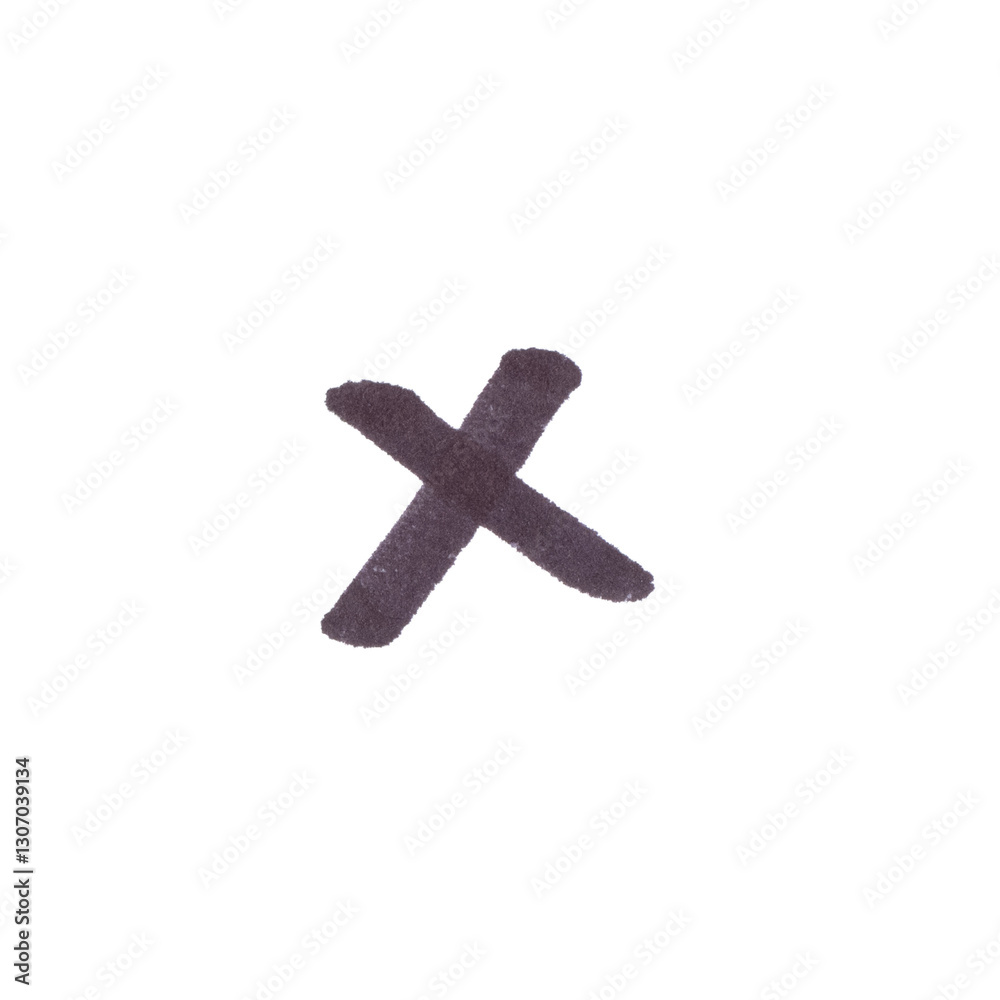 Fototapeta premium Multiplication sign Symbol, hand-drawn marker glyph with black color on transparent Background