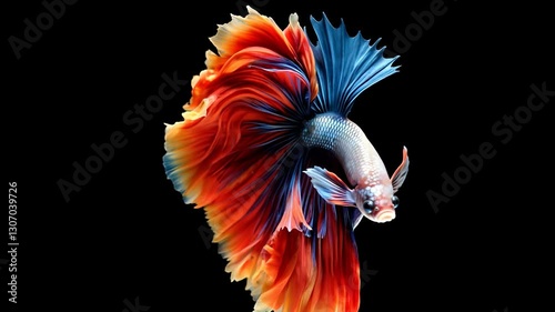 beautiful fins Fighting Fish isolated on black background