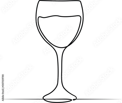 Wine glass elegance continuous line art drawing. 