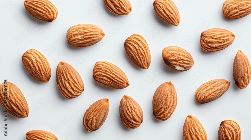 Fresh Almond Nuts on White Background Fresh Almond Nuts on White Background