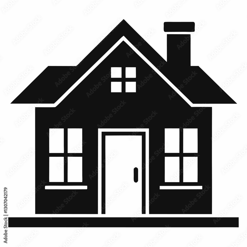 Black single house vector on white background. Black single house vector on white background.