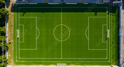 Top View Soccer Field with green grass