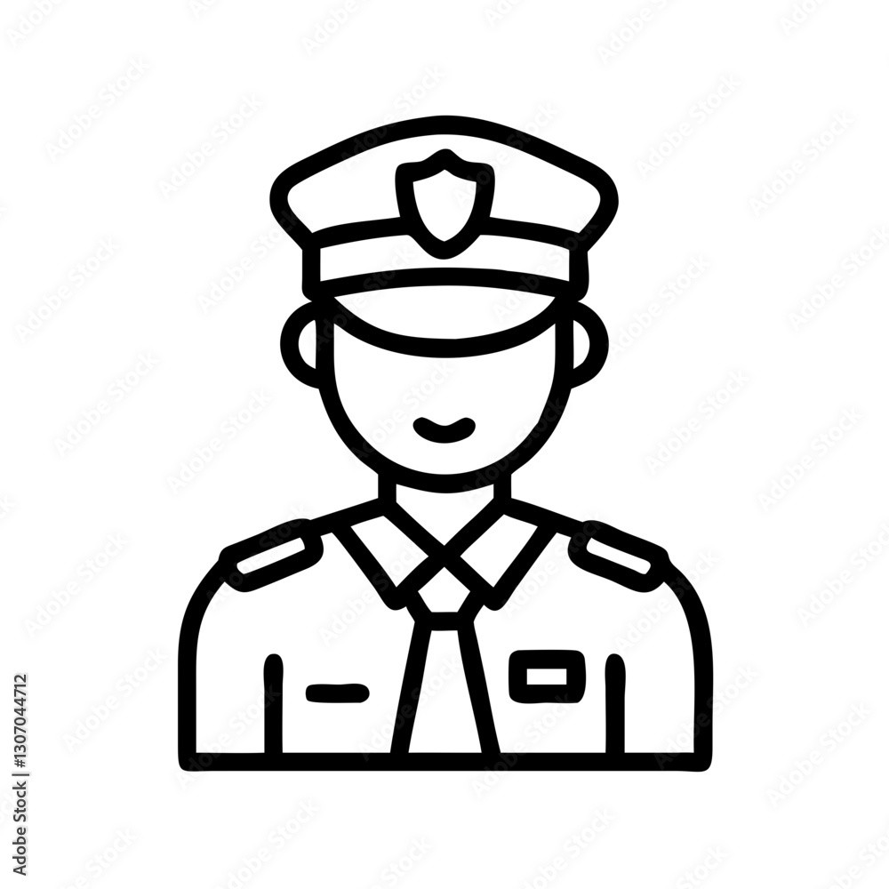 Police Officer in Uniform with a Friendly Smile Illustration Police Officer in Uniform with a Friendly Smile Illustration