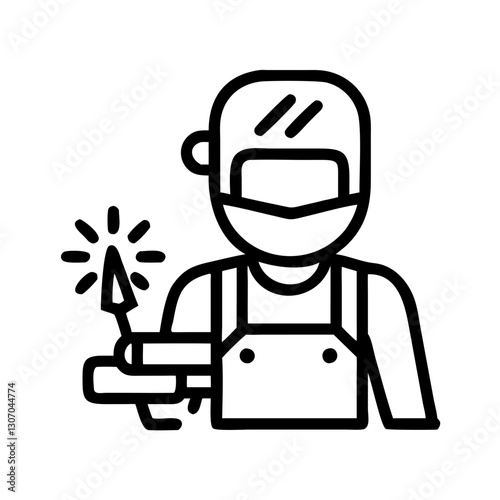 Welder Holding Welding Tool with Sparks in a Professional Attitude Illustration