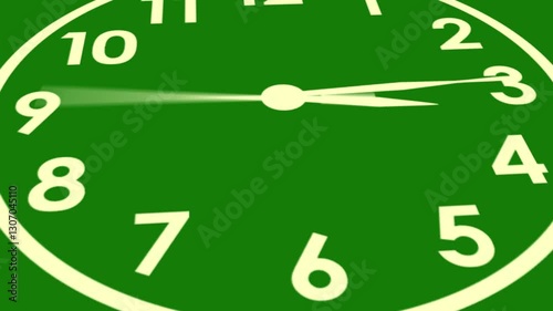 Time lapse animation analog Clock stopwatch icon Countdown timer 4K video face isolated against in a time lapse on green screen background chroma key.