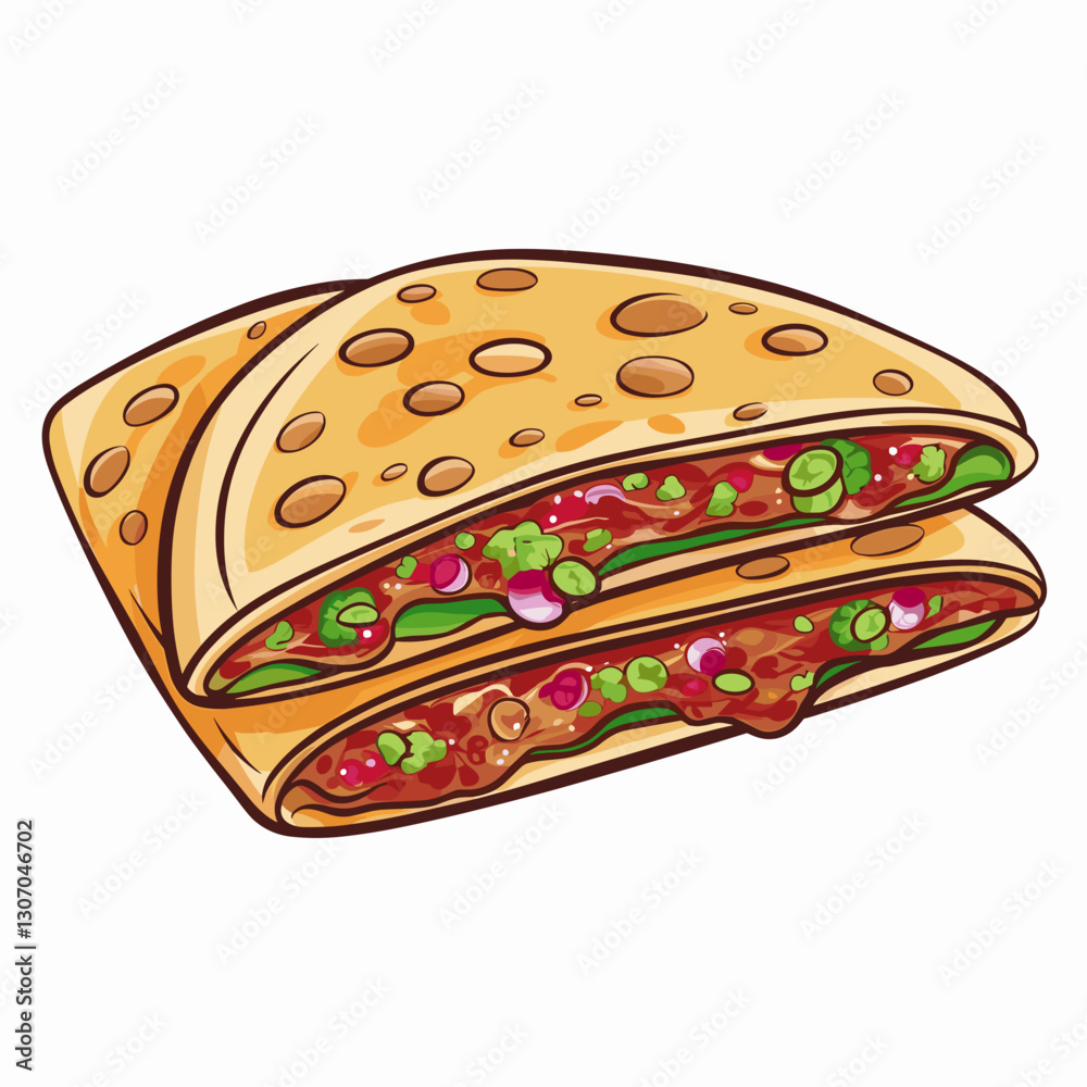 Cheesy Quesadilla with Fresh Salsa Illustration Cheesy Quesadilla with Fresh Salsa Illustration