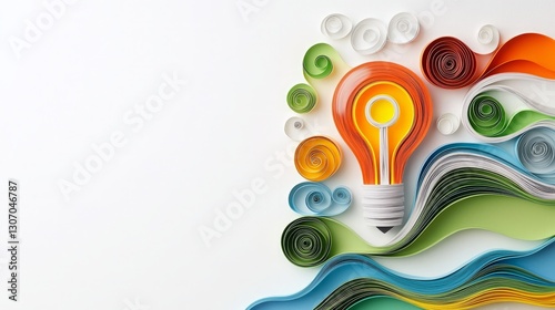 Wallpaper Mural Key discipline success passion solution. A vibrant, artistic representation of a light bulb surrounded by colorful, swirling patterns, symbolizing creativity and ideas. Torontodigital.ca