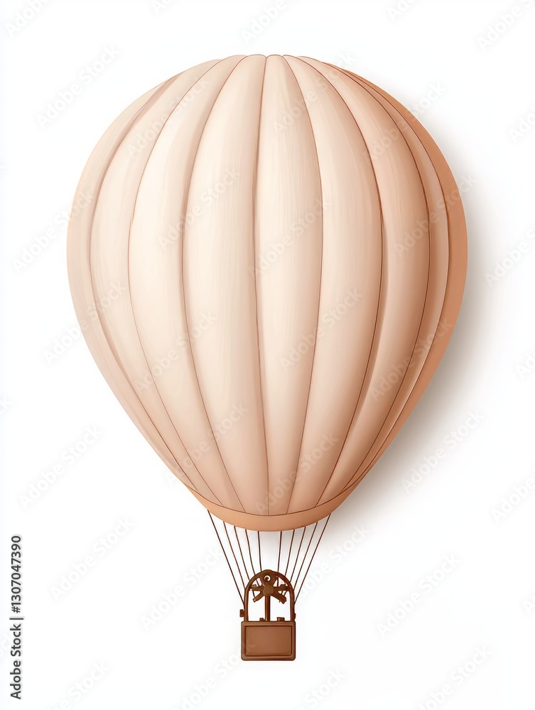 Fototapeta premium Key discipline success passion solution. A simple, stylized illustration of a hot air balloon with a beige color scheme, featuring a basket suspended below.
