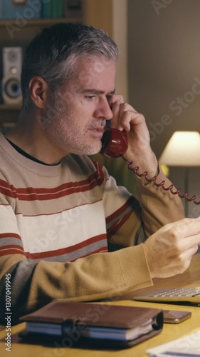 Angry man calling the customer service