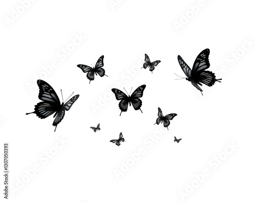 set of butterflies isolated on white or transparent png
