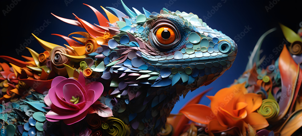 quilling paper Lizard, ai generative quilling paper Lizard, ai generative