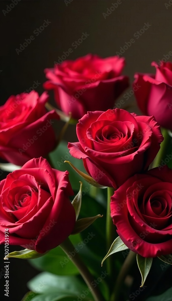 Close-up of beautiful red roses bouquet with elegant happy birthday card, occasion, bouquet Close-up of beautiful red roses bouquet with elegant happy birthday card, occasion, bouquet