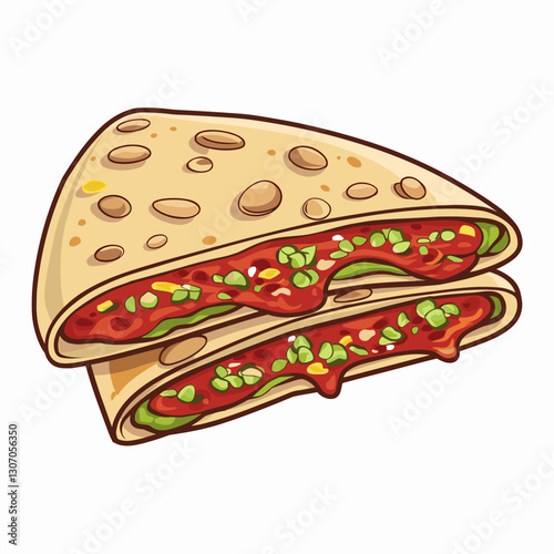 Cheesy Quesadilla with Fresh Salsa Illustration