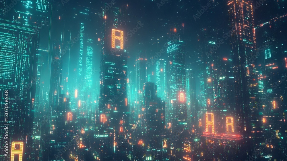 City Massive Digital Scene Locks Skyscrapers Chaining City Massive Digital Scene Locks Skyscrapers Chaining