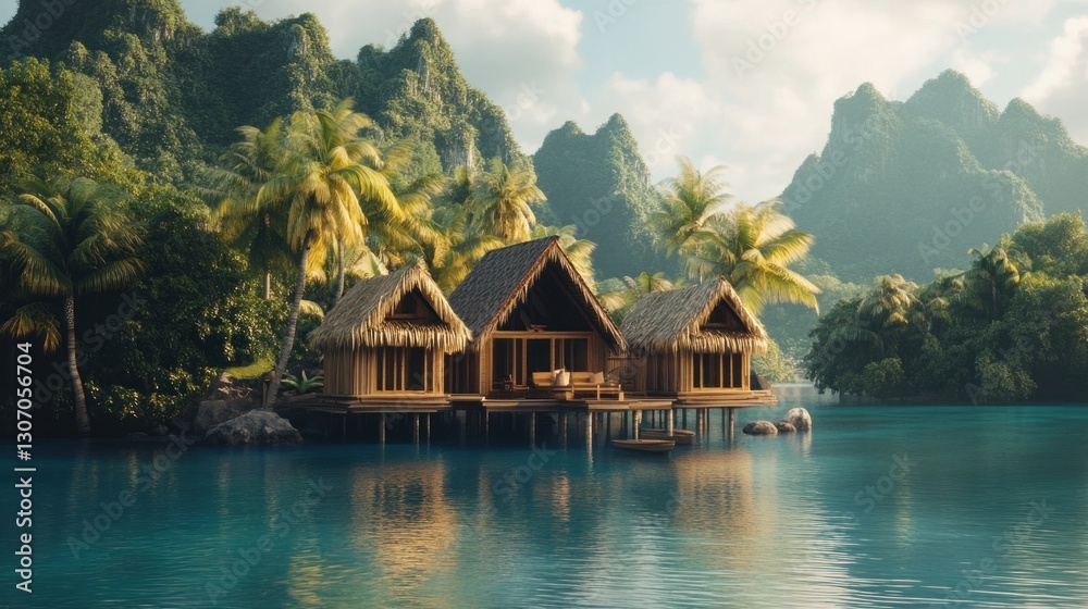 Luxury Overwater Bungalows in Tropical Paradise Luxury Overwater Bungalows in Tropical Paradise