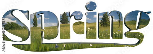 TEXT 'Spring' is combined with spring scenery, so that the text can clearly convey the image of spring.