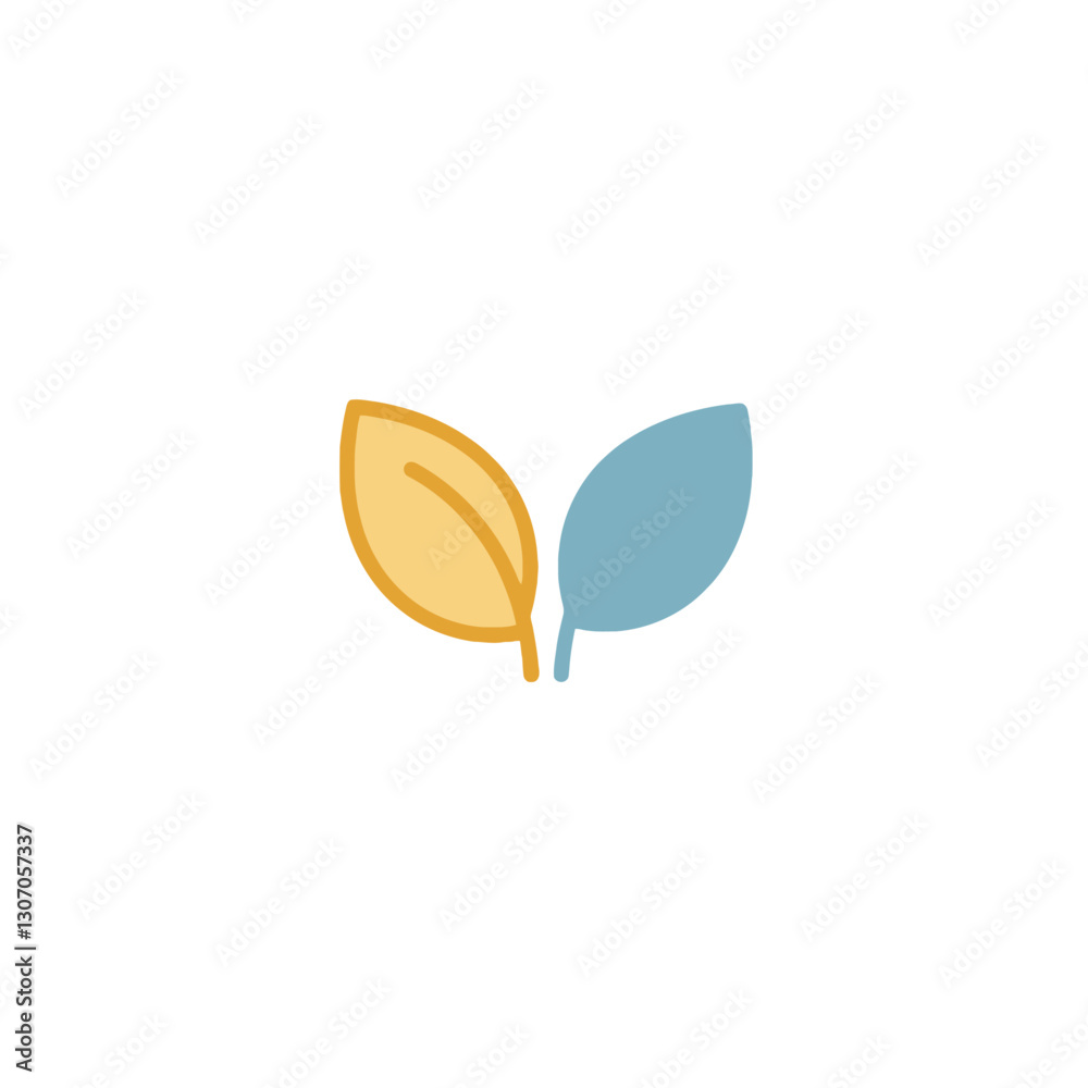 Minimalist Dual Leaf Icon Minimalist Dual Leaf Icon
